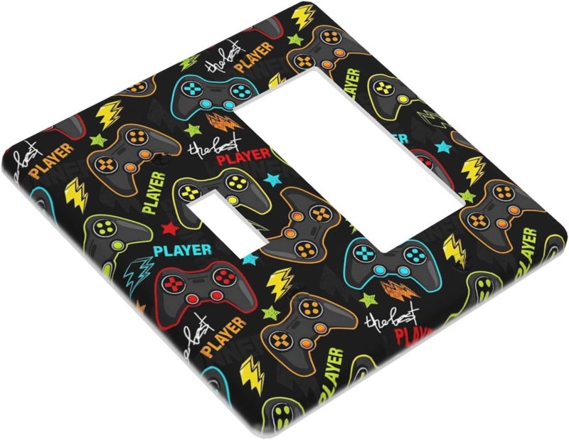 IOFNG Kid Boys Gamer Gaming Game 2 Gang Single Toggle/Rocker Combination Light Switch Cover Decorative Wall Plate Cover Electrical Faceplate Art Oil Painting Decor - Image 3